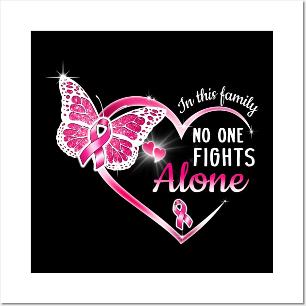 Breast Cancer Awareness Month Custom Shirt In This Family No One Fights Alone Personalized Wall Art by Sunset beach lover